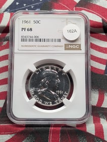 1961 Franklin Half. Slabbed by NGC as Proof 68. Extremely high investment grade.