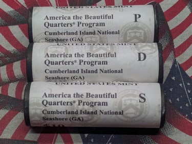2018 P, D, & S Complete Set of $10 Rolls of Cumberland Island National Seashore (GA) America The