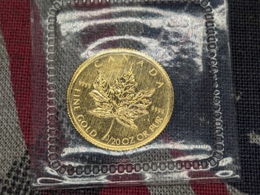 1/20th Oz. .9999 FINE GOLD 2009 $1 Miniature Maple Leaf Coin in Government Sealed Plastic