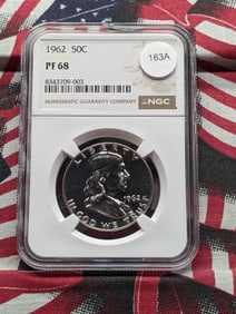 1962 Franklin Half. Slabbed by NGC as Proof 68. Extremely high investment grade.