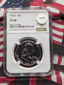 1963 Franklin Half. Slabbed by NGC as Proof 68. Extremely high investment grade.