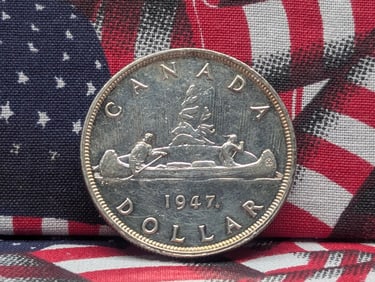 1947 Canada Maple Leaf Silver $1. AU details. RARE coin with 21,135 minted. 80% Silver , 23.32 Grams