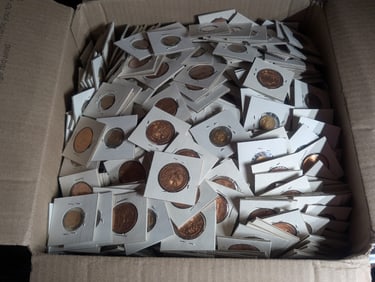 Big Mixed Box of 29.97 Lbs. of 1970's Mexico 20 Centavos & 5 Centavos