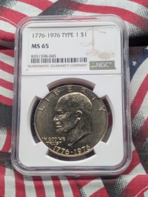 1776-1976 Type 1 Bicentennial Eisenhower Dollar - NGC MS65