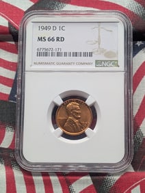 1949-D Lincoln Wheat Cent - NGC MS66 RD