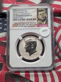 2019 S Kennedy Half Dollar, from the Apollo 11 Half Dollar Set. Slabbed by NGC, top tier grader as