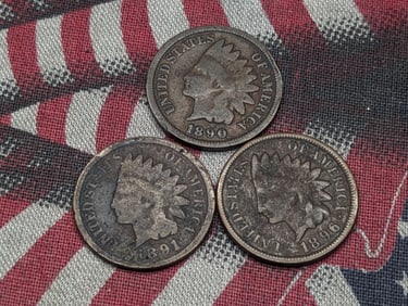 1890, 1891, & 1896 Indian Head Cents