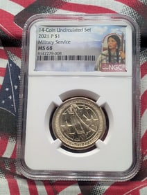 2021-P Sacagawea Military Service $1 Coin - NGC MS68