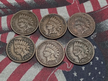 (2) 1905, (3) 1906, & 1907 Indian Head Cents
