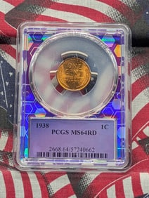1938 Lincoln Wheat Cent - PCGS MS64 RD