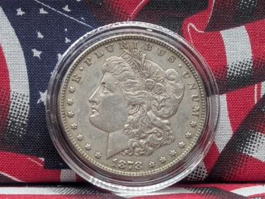 1878 7/8 Tail Feathers Morgan $1. Strong Variety. AU, 90% Silver.