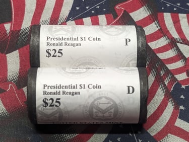 2016 P & D $25 Rolls of Ronald Reagan Presidential Dollars, $50 Face Value