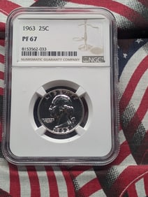 1963 Washington Quarter, NGC PF 67, 90% Silver