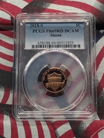 2018-S Lincoln Shield Cent, PCGS PR69RD DCAM