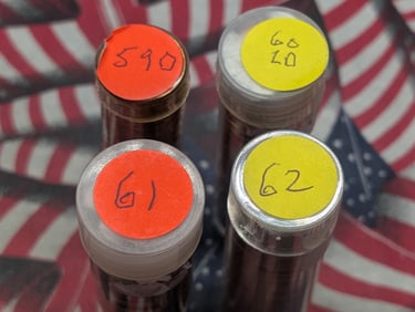 4 Rolls Lincoln Memorial Cents: 1959 D, 60 Large Date, 61, and 62. Choice/GEM Red BU.