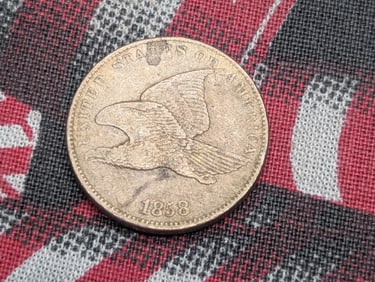 1858 Small Letters Flying Eagle Cent. Strong Strike XF.