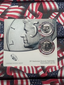 2014-P&D 50th Anniv. Kennedy Half Dollar Uncirculated Coin Set in OGP w/ COA