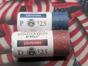 2023 P&D $25 Rolls of American Innovation Louisiana $1 Coins, $50 Face Value
