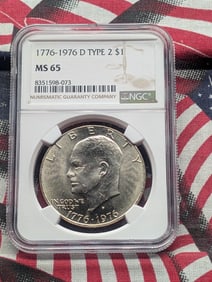 1776-1976-D Type 2 Bicentennial Eisenhower Dollar - NGC MS65