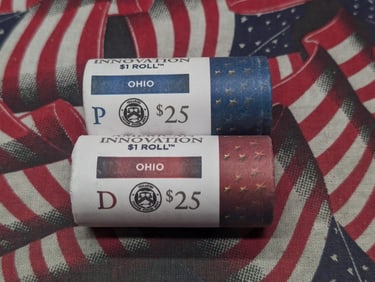 2024 P&D $25 Rolls of American Innovation Ohio $1 Coins, $50 Face Value