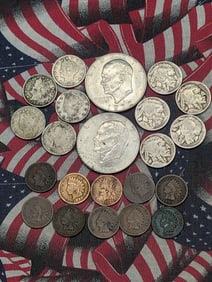Twenty-two Various Vintage U.S. Coins - Includes (2) Ike Dollars, (5) Buffalo Nickels, (5) Liberty V