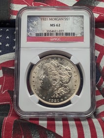 1921 Morgan Silver Dollar - NGC MS62