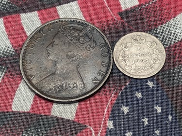 1901 Asian 1 Cent & 1897 Canada 5 Silver Cents (2 PCS)