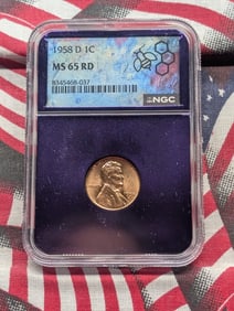 1958-D Lincoln Wheat Cent - NGC MS65 RD