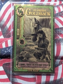 1/2000th Troy Oz. 24k PURE GOLD 2025 1/2 Dollar Florida Goldback