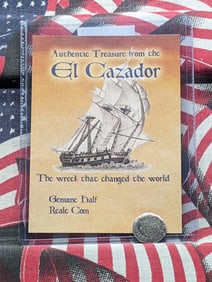 1761 Mexico Spanish Colony 1/2 Silver Real - Recovered From the El Cazador Shipwreck w/ COA