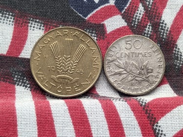 1946 Hungary 20 Filler & 1899 France 50 Silver Centimes (2 PCS)