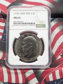 1776-1976 Type 2 Bicentennial Eisenhower Dollar - NGC MS65