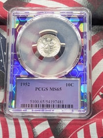 1952 Roosevelt Silver Dime - PCGS MS65