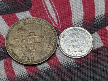 1926 Monaco 2 Francs - XF & 1941 -C Newfoundland 10 Silver Cents - AU+ (2 PCS)
