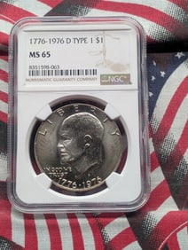 1776-1976-D Type 1 Bicentennial Eisenhower Dollar - NGC MS65