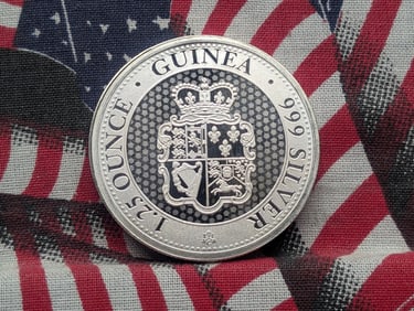 1.25 Oz. .999 SILVER 2022 East India Company Guinea 1.25 Pounds Rose Crown Shield Coin