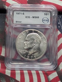 1971-S Eisenhower 40% Silver Dollar - ICG Cert. MS66