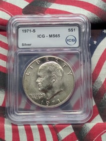 1971-S Eisenhower 40% Silver Dollar - ICG Cert. MS65