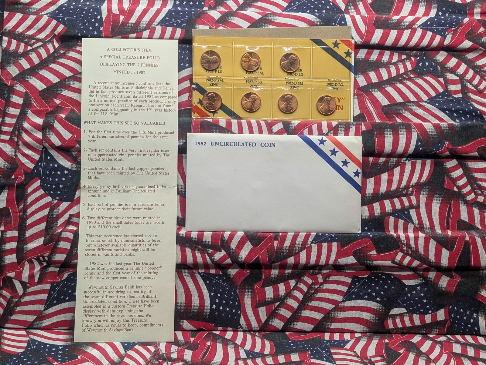 1982 Lincoln Memorial Cent 7 Variety Uncirculated Set w/ COA (1 of 5)