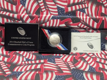 2014-S PROOF Baseball Hall of Fame Commem Half Dollar in OGP w/ COA