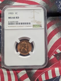 1953 Lincoln Wheat Cent - NGC MS66 RD