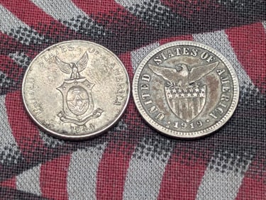 1944-D Philippines 10 Silver Centavos & 1919-S Philippines 10 Silver Centavos (2 PCS) - Both 75%