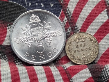1909 United Kingdom 6 Silver Pence - XF & 1945 Hungary 5 Pengo (2 PCS)