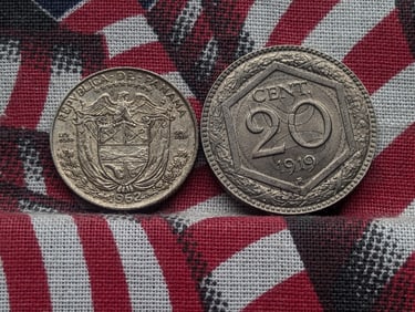 1919 Italy 20 Centesimi & 1962 Panama 1/10 Silver Balboa (2 PCS)