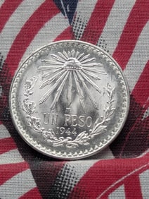 1944-M Mexico 1 Silver Peso - CHOICE BU - 72% Silver & 16.66 Gr.