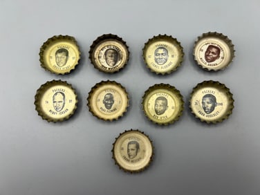 Lot of (9) 1964 Coca Cola Green Bay Packers Bottle Caps