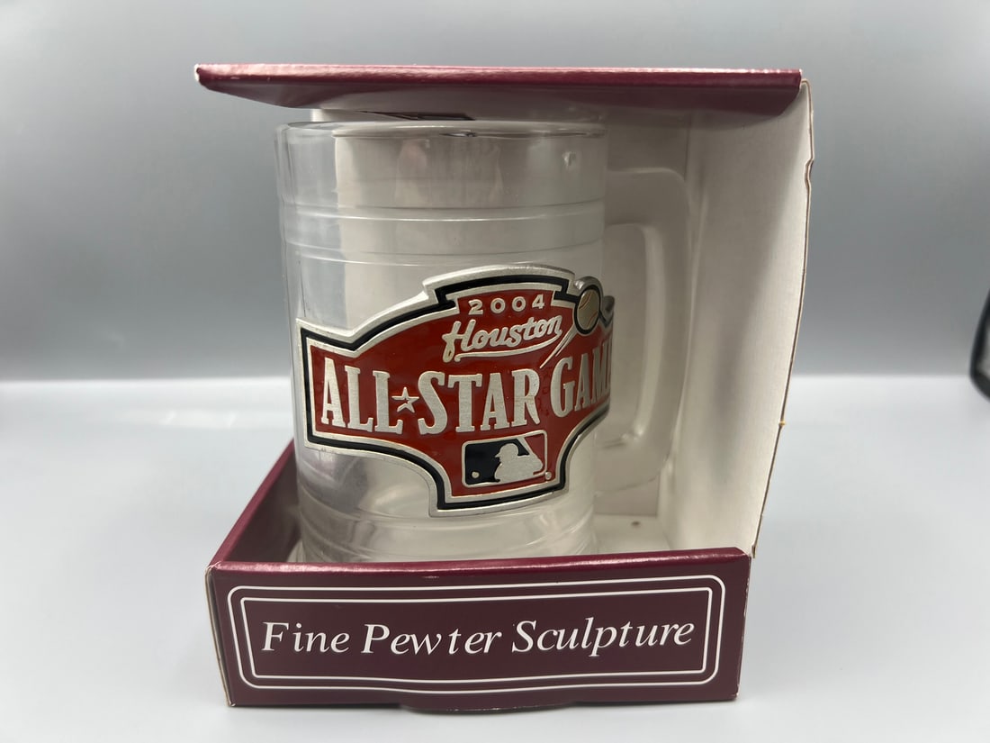 2004 Baseball All Star Game Commemorative Fine Pewter Sculpture Glass Mug: 2004 Baseball All Star Game Commemorative Fine Pewter Sculpture Glass Mug
