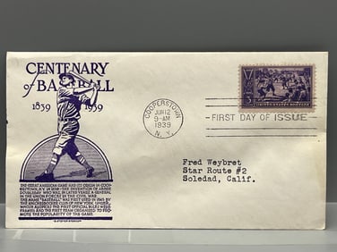 1939 Commemorative 100 Years of Baseball First Day Cover