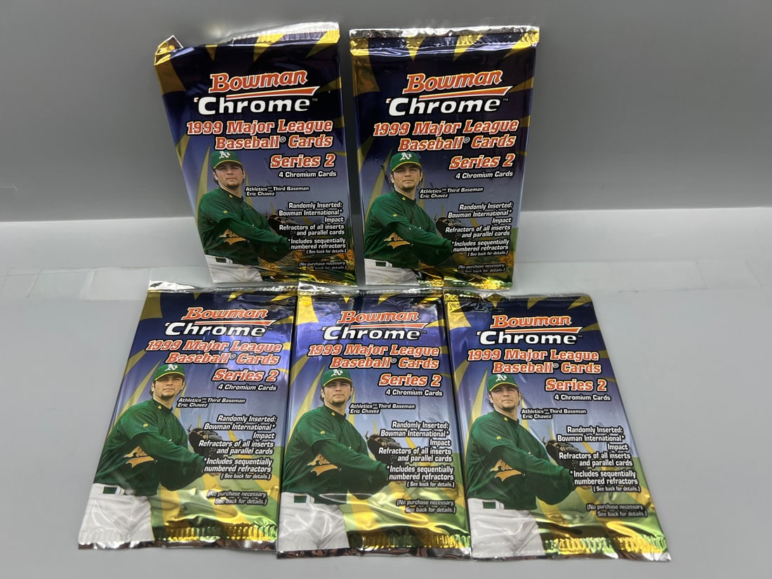 Lot of (5) 1999 Bowman Chrome Series Two Baseball Unopened Packs (1 of 2)