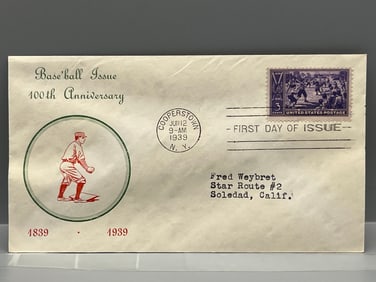 1939 Commemorative 100 Years of Baseball First Day Cover
